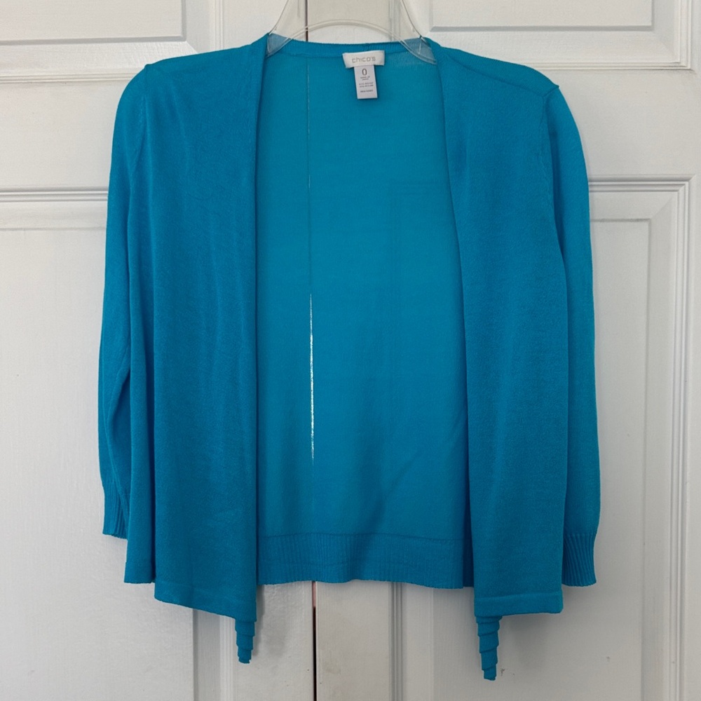 Chico's Vibrant Sky Blue lightweight Cardigan Sz 0